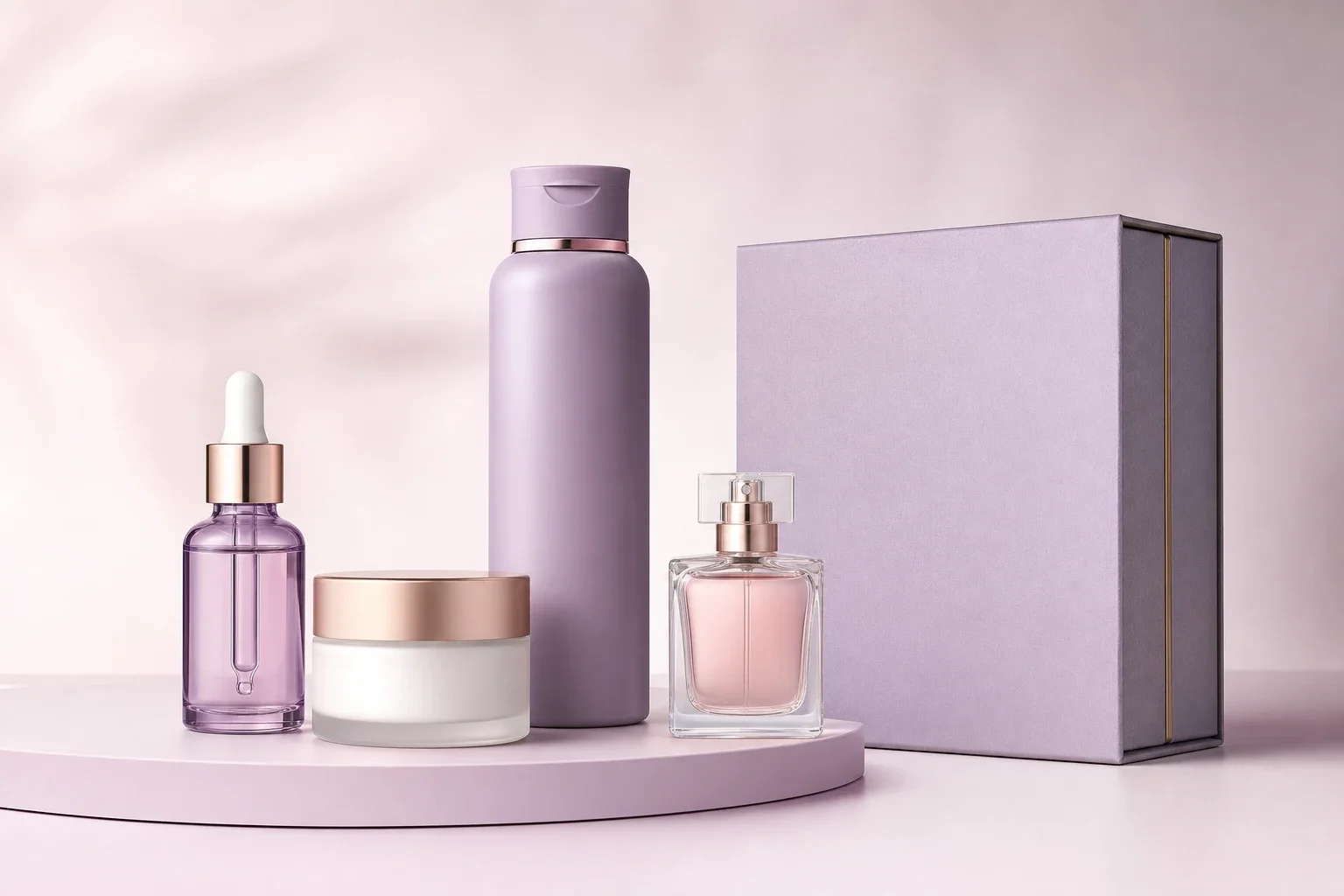 Vårdset med serum, kräm, parfym och presentförpackning