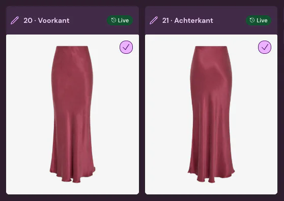 Two image slots, front and back of a skirt, both live