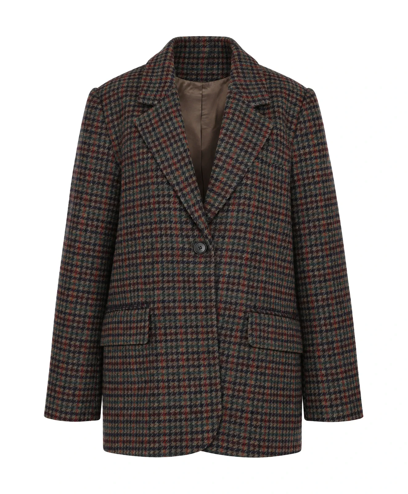 Rutig blazer som packshot med osynlig skyltdocka på vitt