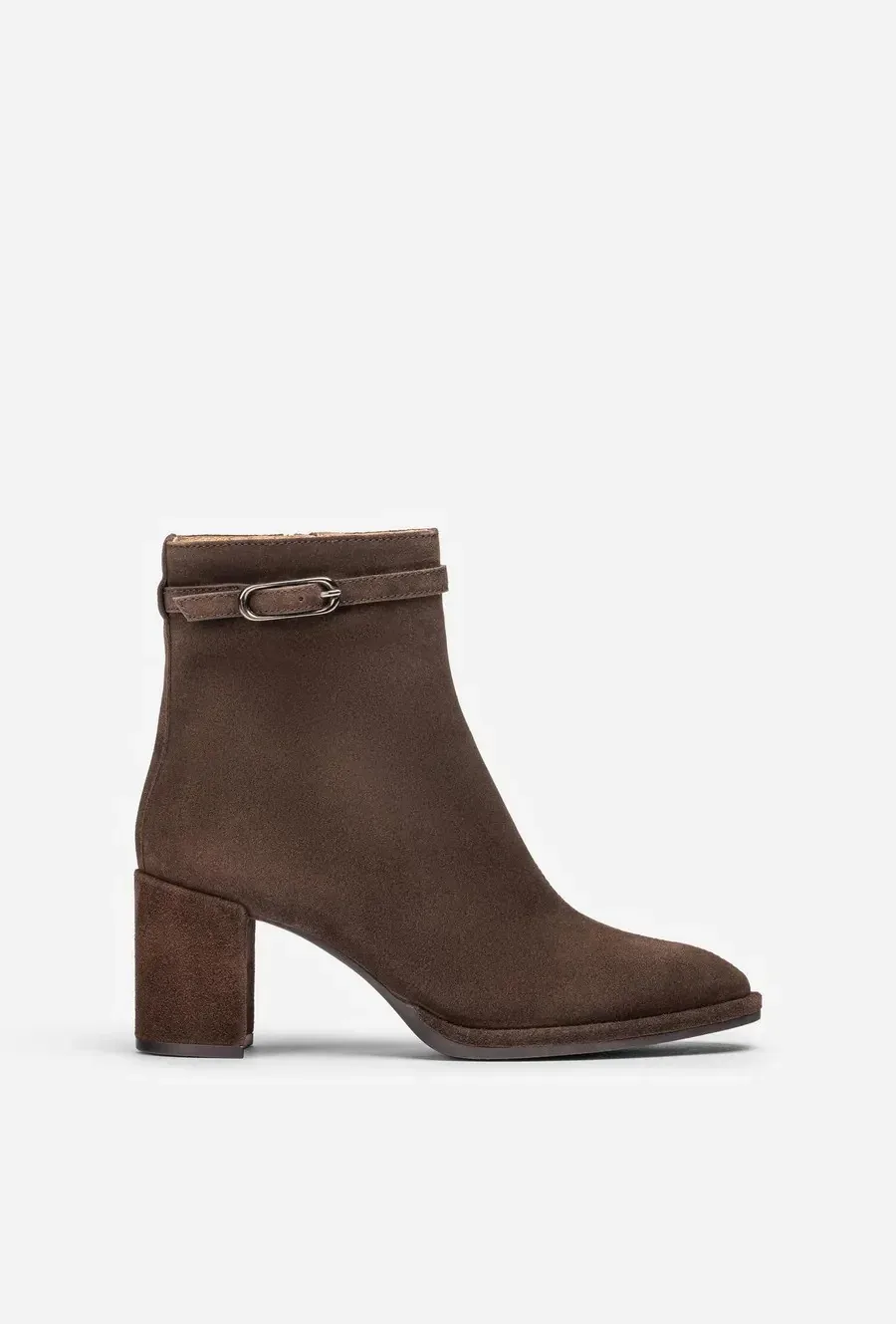 Supplier image of a suede ankle boot, small and low in the frame