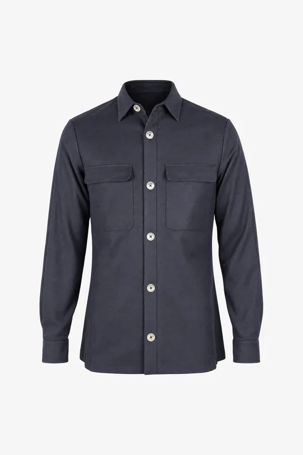 Dark blue overshirt with buttons and two chest pockets
