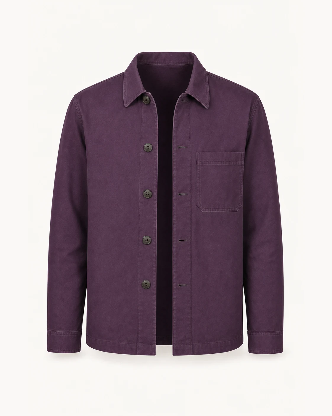 Packshot av en lila overshirt