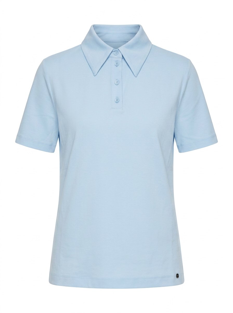 Packshot of polo with layout guide lines and product padding