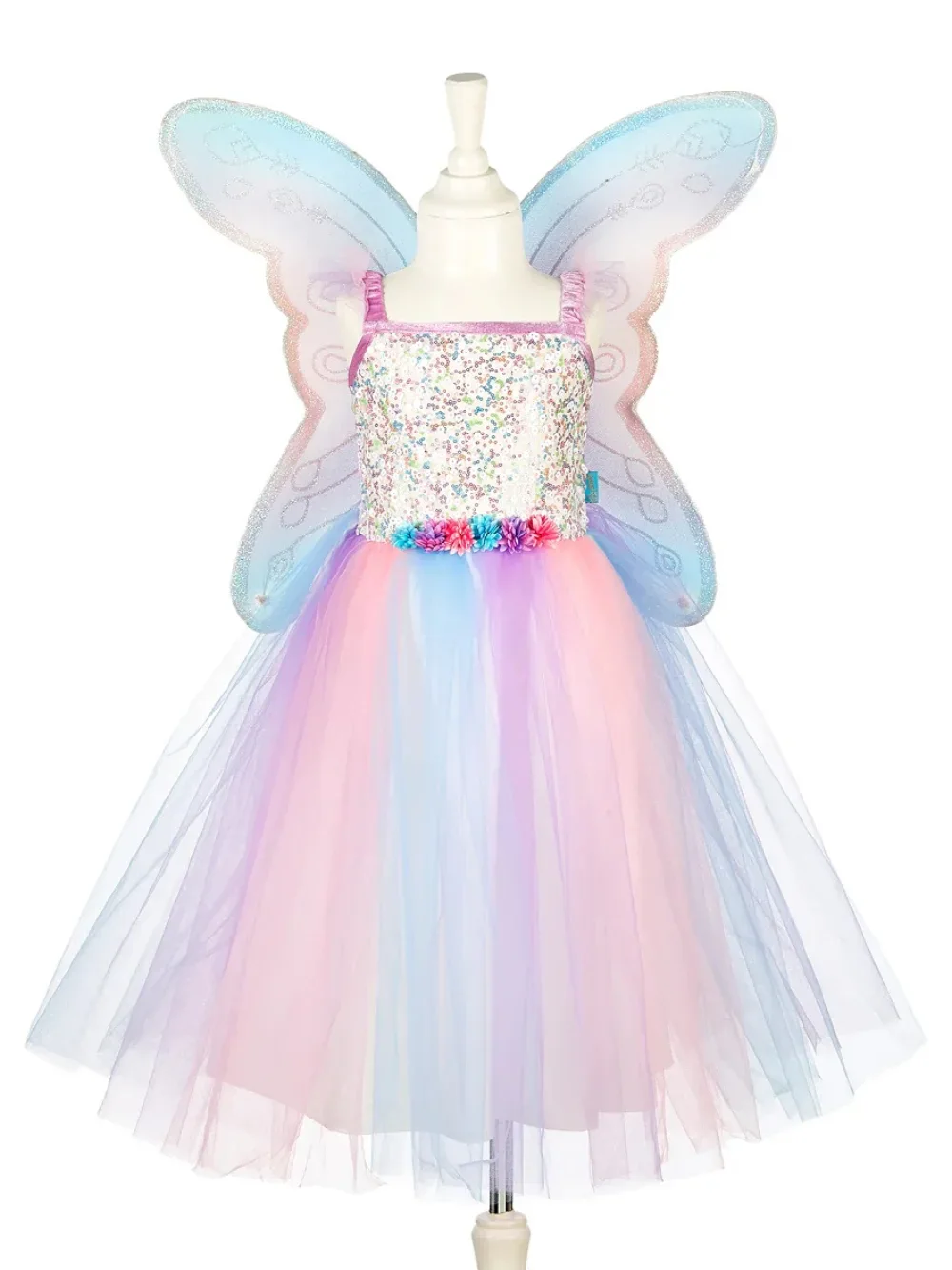 Children's dress with tulle and wings on a mannequin, source image for a ghost packshot