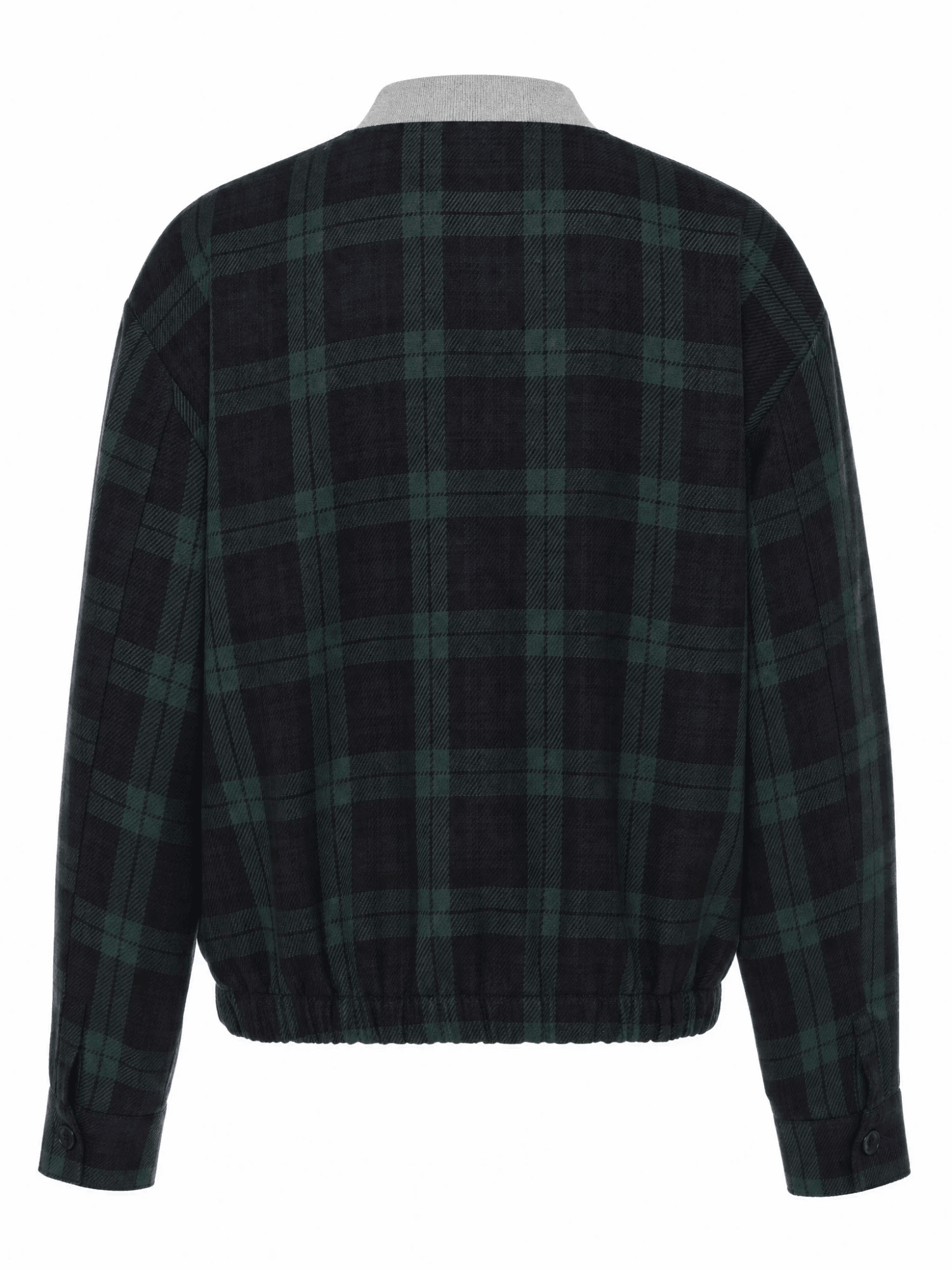 Cut-out back of checkered jacket