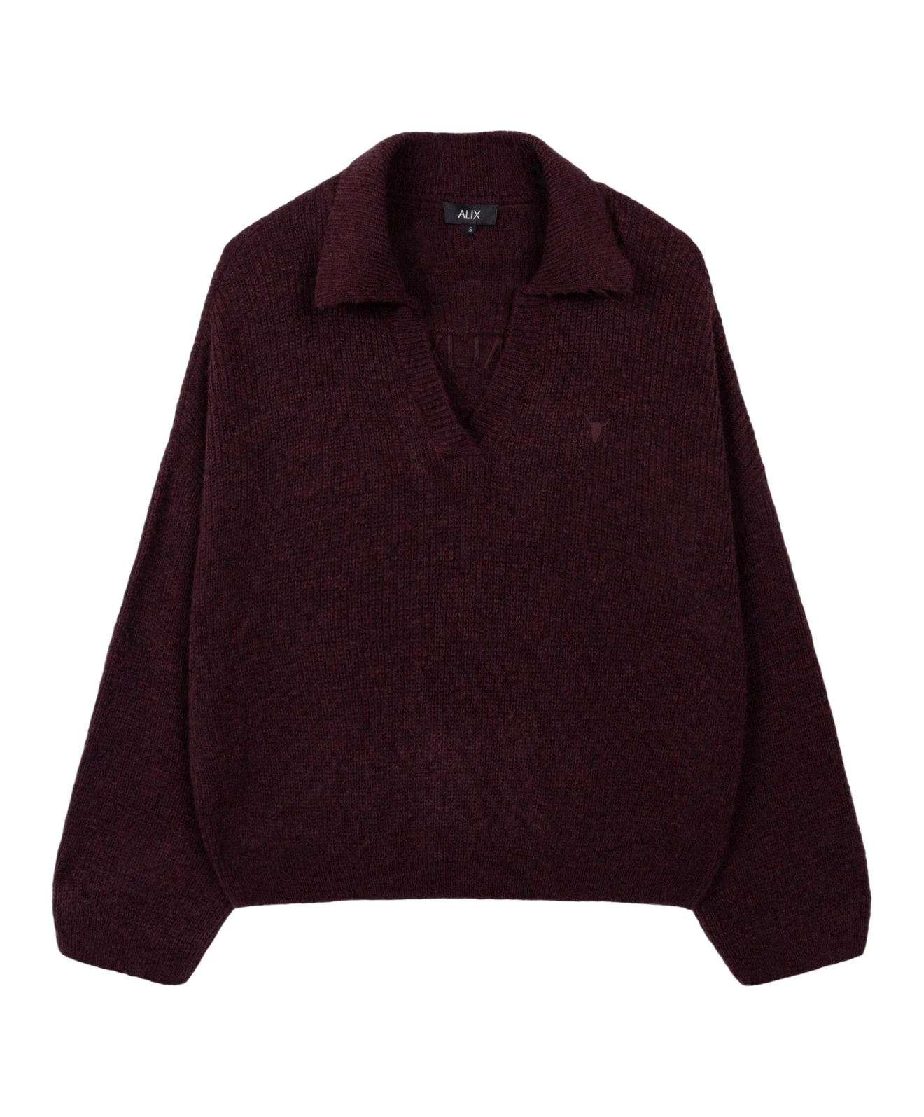 Bordeaux red polo sweater as packshot