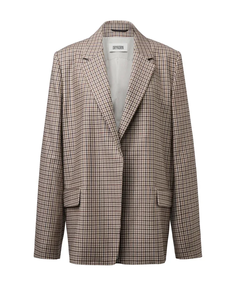 Checked blazer on white, between the fixed top and bottom line