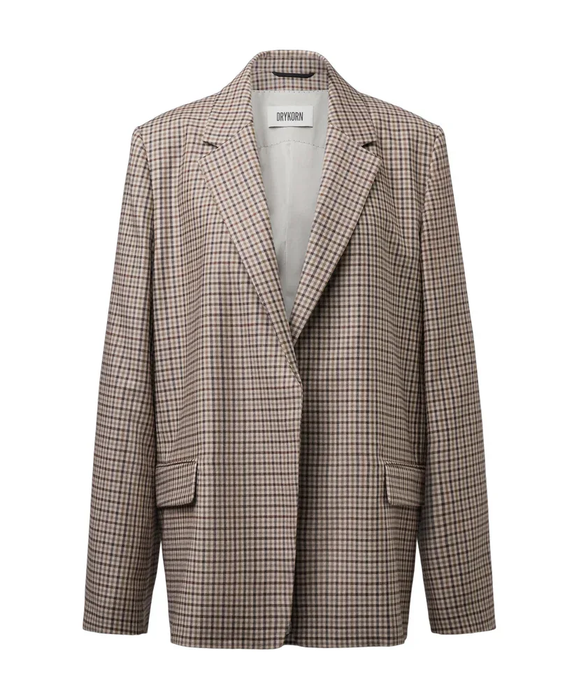Checked blazer on white, between the fixed top and bottom line