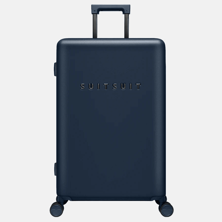 Source packshot of a dark blue Suitsuit suitcase