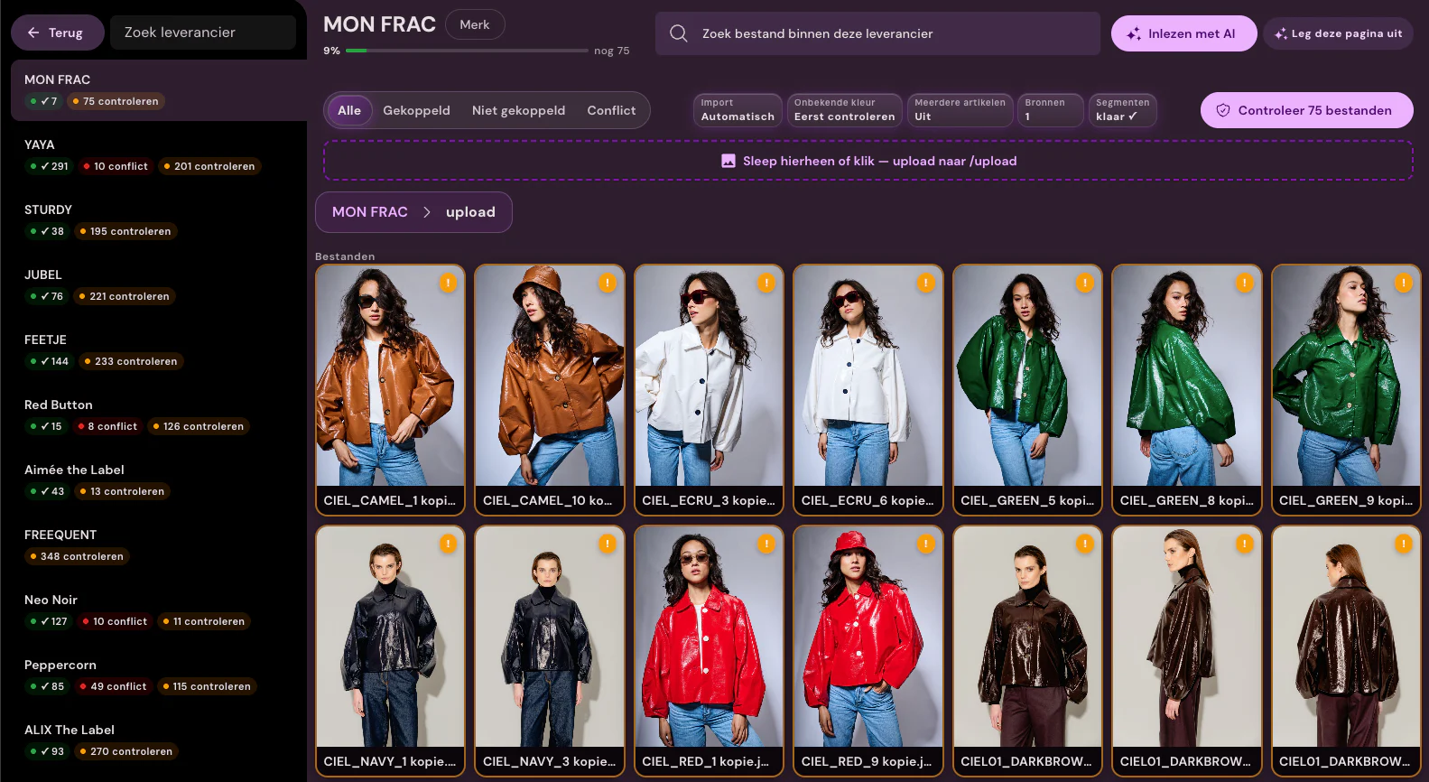 Supplier files linked and reviewed in Photopilot