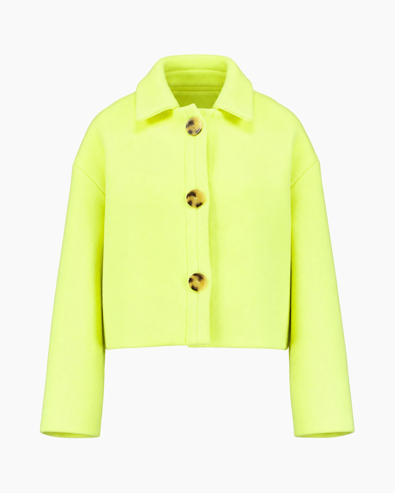 La même veste jaune néon que le packshot, sans mannequin et avec la même couleur