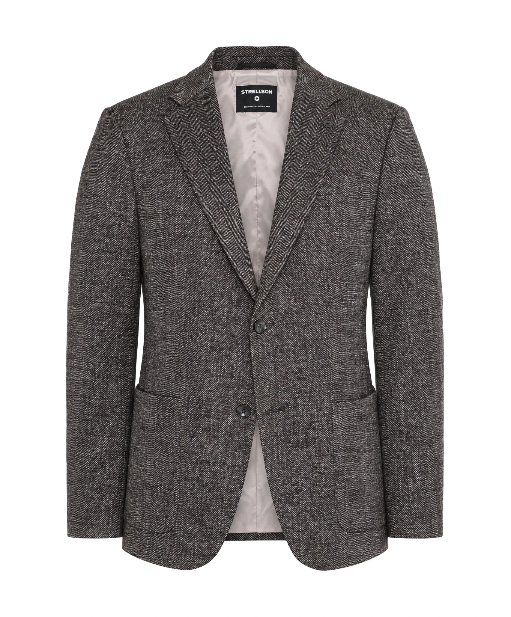 The same tweed blazer as a ghost packshot with visible lining