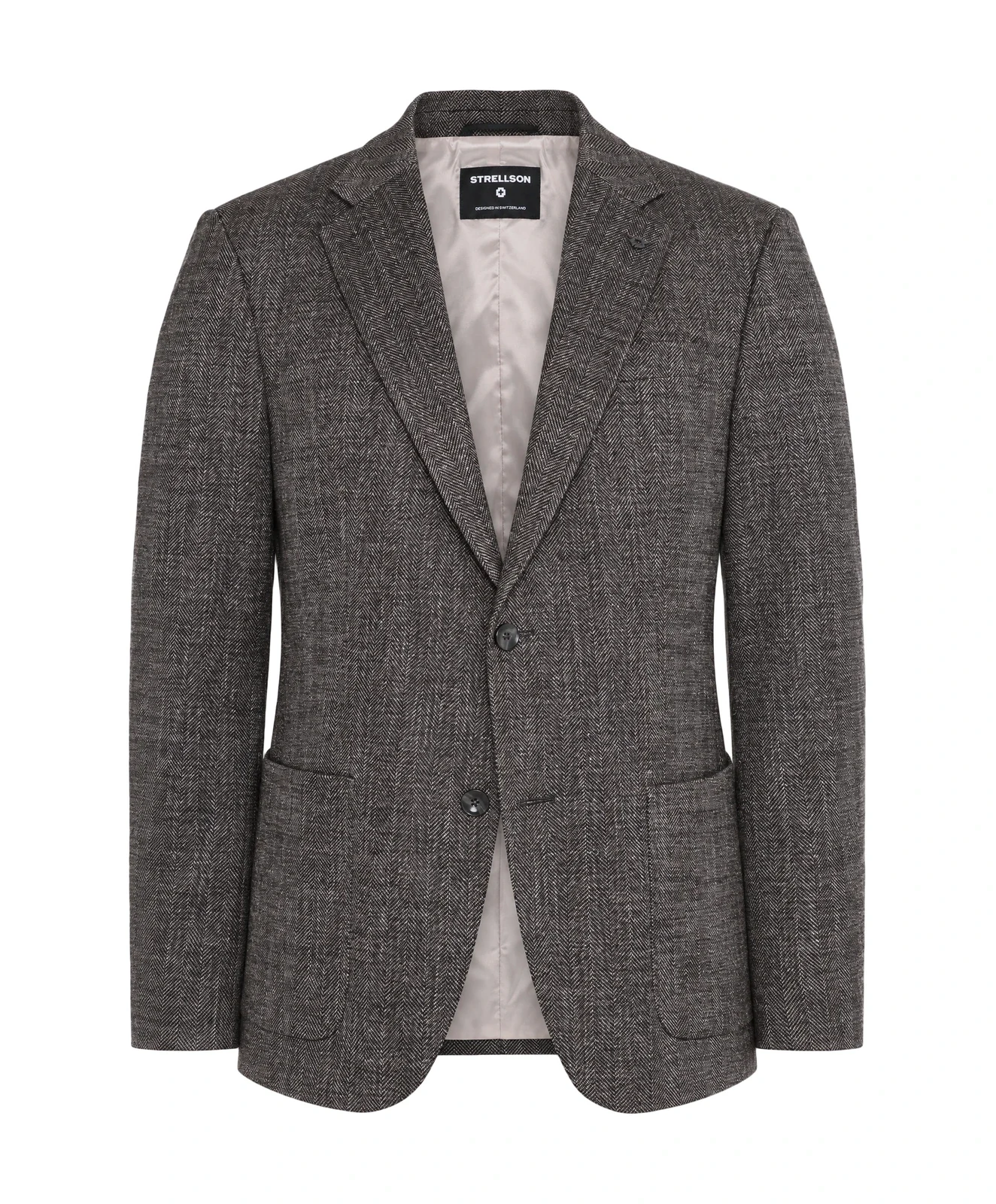 The same tweed blazer as a ghost packshot with visible lining